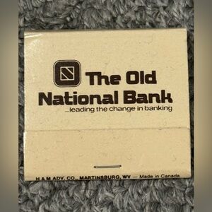 Vintage Matchbook The Old National Bank Martinsburg WV West Virginia Berkeley